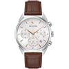 Bulova Orologio da uomo analogico al quarzo giapponese con cinturino in pelle 96B370, Argento, Cinturino
