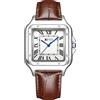 Forrader Orologi vintage da uomo - Orologio analogico quadrato con numeri romani, orologio casual, resistente all'acqua fino a 30 m, per business casual, Cintura/Caffè