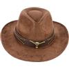 TOLASTO Cappello western per uomo e donna, cappello da cowboy occidentale con decorazione a testa di toro, cappello da jazz, cappello da cowgirl, tinta unita, per adulti, stile classico western in