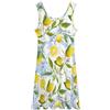 WAFICAC Vestito Senza Maniche Floreale Bianco con Limoni e Frutta Gialla per Donna, Lungo Gilet, Scollo a Barchetta, Casual, Lunghezza al Ginocchio, Estivo, da casa