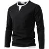 Oanviso Maglia Uomo Manica Lunga Semplice Maglietta T Shirt Felpa Due Colori Invernale Comodo Maglione Morbido Leggero Maglioncino vestibilità Ampia Tshirt Casual Pullover Nero L