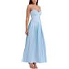 TACSTRUN Sexy Corsetto Plissé Elegante Tubo Top Bustier Midi Abito Flowy Hem Low Cut Abiti da Ballo delle Donne,Blu,M