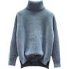 Kelsiop Maglia Elegante da Donna a Maniche Lunghe, Pullover in Cashmere Dolcevita, Oversize, Top Invernale Blu XXL
