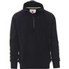 PAYPER Austin Felpa da Lavoro Uomo 100% Cotone Mezza Chiusura Zip Manica Raglan Polsini Vita in Costina Nero (XXL)