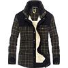 Generic Camicia da uomo imbottita a quadri con colletto da boscaiolo in pelliccia, giacca trapuntata calda termica casual da lavoro top in pile Lumber Jack imbottito camicie spesse Button Down Sherpa foderato