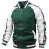 Oanviso Uomo Giacca da Baseball Moda Giacca Oldschool College Jacket Casual Felpa Cappotto Retrò Varsity Bomber Jacket Moto Giubbotto da Varsity Sweat Jacket B Verde Scuro L