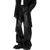 Generisch Pantaloni da golf da uomo eleganti pantaloni in pelle nera con gamba larga e tasche pratiche, alla moda e funzionali, Nero , M