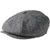 Peaky Blinders, Berretto a 8 Spicchi Piatto in Stile "Newsboy", Lana di Tweed Tweed Black Bird's Eye M (57 cm)