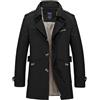 Gsice - Trench corto da uomo, monopetto, in cotone leggero, antivento (nero 4XL)