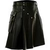Gefomuofe Kilt scozzese in pelle sintetica da uomo gotico punk scozzese gonna media lunga festival kilt vintage medievale tradizionale scozzese Highland kilt scozzese scozzese kilt scozzese, Nero , XL