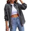 Generico Giacca Con Pelliccia Donna Giacca casual da donna tinta unita Giacca di jeans ampia strappata Cappotto Montone Donna (Grey, S)