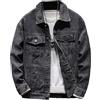 Valtorixia Giacca in jeans da uomo strappata sottile giacca di jeans cappotto per uomo casual vestibilità ampia button down denim camionista cappotto, Gary Nero, XL