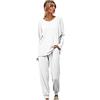 Peuignao Tuta Pigiama Donna Manica Lunga Pyjama Donna Homewear Donne Loungewear Set Pigiami Invernali Femminili Pyjamas Tutone Pigiama Oversize Femminile Taglie Forti Grande Morbido Larghi Simpatici Bianco S