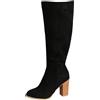 Generisch Donna Casual Retro Monocromatico Con Cerniera Laterale Tacco Bloccato Tacco Alto Taglia Grande Stivali Western Stivali al Ginocchio, Nero , 44