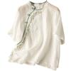 Generic Camicette a tunica da donna in stile retrò bohémien boho contadino floreale grafica ricamata estiva indiana increspatura anteriore top per donne anziane signore garza 2025 pizzo carino, bianco, XL