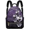 Pizding Zaino in pelle PU borsa a tracolla casual borsa scuola cerniera carino bradipo, Teschio Floreale, Large
