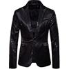 Generisch Giacca con paillette, da uomo, in oro con brillantini, slim fit, per matrimoni, per feste, abbigliamento formale, elegante, Nero , L