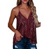 OHXSM Canotta sexy da donna Canotta con paillettes scintillante con scollo a V Top con paillettes Senza maniche con cinturino allentato con spalline sexy Camicetta estiva casual allentata in tinta unita