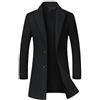 OWEIEYEU Cappotto di trench misto cashmere da uomo giacca lunga casual da lavoro con risvolto Slim Fit cappotto elegante, Nero , L
