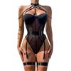 SUABON Set di Lingerie da Donna con Reggicalze Set di Lingerie Esotica con Body da Orsacchiotto (Color : Black, Size : M)