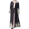 ORANDESIGNE Vestiti Casual da Donna Abito Cardigan Abaya Medio Oriente Dubai Turchia Musulmano Marocchino Caftano con Cintura Elegante Lady Abbigliamento Islamico Eid B Nero XS