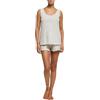 POMPEA Pigiama Donna Dalila in Cotone Lavorazione Jacquard, Pigiama Corto con Canotta e Pantaloncino a Tinta Unita (Tg. XL - Beige)