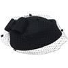 Generic Cappello Pillbox delle donne nere con velo, fascinator di lana per matrimoni e feste,, Nero , Taglia unica