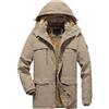 Vhersily Black Friday Giacca Invernale Uomo Lungo Zip Elegante Cappotto Caldo Vintage in Pile Giubbino Antivento Fodera Moto con Cappuccio Parka Giubbotto Anti