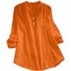 Generisch Maglia da donna con nodi, maniche lunghe, bottoni, scollo a V, largo, multicolore, camicia da donna, Colore: arancione., XXL
