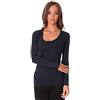 JADEA Offerta 2 Pezzi Maglia Donna Manica Lunga Scollo LOLLO, Maglia Donna Cotone Elasticizzato 4056 (2 Pezzi Blu, S)