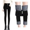 Generisch Leggings da donna effetto jeans con tasche, jeans skinny da donna, a vita alta, leggeri, comodi, per il tempo libero, foderati in pile, streetwear, casual, invernali, leggings termici
