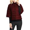 Generic Giacca da donna leggera e corta autunno sottile piumino maniche a tre quarti cappotto alla moda colletto alla moda, Borgogna, L