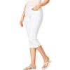 Generic Jeans corti da donna in denim - Pantaloni elasticizzati a 3/4 a vita alta, pantaloni casual Capri streetwear, jeans estivi leggeri da donna, bianco, XXL