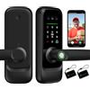 Jacchozhi Smart Lock con riconoscimento facciale, fotocamera 3 in 1+campanello+maniglia per porta d'ingresso senza chiave, vena del palmo, impronte digitali, tastiera, manopola elettronica WiFi per