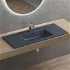 doporro Lavabo Integrale a Incasso Soprapiano 100x48x12 cm Rettangolare in Marmoresina Antracite Opaco, Lavabo Bagno da Appoggio con Foro Rubinetto e Troppopieno Colossum02