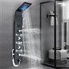 JunSheng Colonna Doccia Idromassaggio LED con Soffione Doccia Alta Qualità Acciaio Inox Pannello Doccia Set con Display LCD Della Temperatura Per Bagno,Doccetta e Vasca,Nero