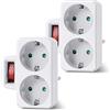 ISTOVO Adattatore per Presa, Doppia Presa per Presa, Doppia Presa con Interruttore 3800W per Ufficio, Casa o Viaggio, Spina Europea (Confezione da 2)