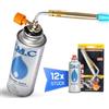 Z.M.C Bruciatore a gas universale da 1,65 kW + 12 cartucce a gas da 227 g, bruciatore a saldatura fino a 1371 °C, bruciatore Bunsen con fiamma regolabile, bruciatore a fiamma regolabile, torcia