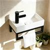 NUESTRA VIDA Lavabo WC Sospeso, 40x22 cm, per Bagno Ospiti e Piccoli Spazi. Struttura in Metallo Nero Opaco con Troppopieno, Design Salvaspazio per Appartamento