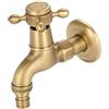 GOTOTOP Rubinetto per lavatrice in ottone massiccio con beccuccio per lavello G1/2, rubinetto dell'acqua per lavabo lavanderia da giardino, maniglia a croce singola antica (9,5 cm)