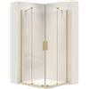 Rea - Cabina Doccia Montana Double, Oro Spazzolato 80X100, D'Angolo Senza Piatto Doccia, Vetro Di Sicurezza Temperato Trasparente 6mm, Scorrevole, 100 X 80 X 200 cm