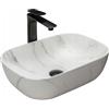 Rea Lavabo da Appoggio Belinda Mat Lavandino bagno 460 x 320 x 125 mm Ceramica (Grigio, Imitazione Marmo)