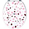 BM 4117 Copriwater Sedile Tavoletta WC Universale Coperchio Toilet Seat Bagno in Legno MDF Anguria Decorato Motivo Terrazzo Sfondo Bianco, Misura Standard Fissaggio dal Basso Cerniere in Acciaio
