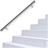SWANEW - Corrimano in acciaio inox spazzolato, 180 cm, appoggiamano a parete, ringhiera per scale con tasselli in metallo