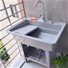 Leaceuv Lavello da Esterno Autoportante,Lavabo da Esterno in Plastica,Mobile Lavandino Lavanderia,Portatile Lavelli di Utilità con Rubinetto e Tubo Flessibile,per Cucina,Campeggio,Giardino(Gray,68x58x80cm)