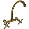BAGNOCLIC Rubinetto a Parete in Vecchio Ottone Bronzato con Canna Alta e Maniglie a Stella - Design Vintage Elegante e Funzionale