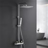 Görbach Colonna Doccia Acciaio Inox con Miscelatore, Colonna Doccia Rubinetto con Asta Doccia Regolabili e Termostatico, Set Doccia a Pioggia con Soffione 35×25 cm Cromo