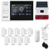 HUXGO® HXA007 Allarme casa senza fili WiFi + GSM 4G con wireless Sirena solare | Kit allarme con 1x rilevatore di movimento, 9x sensori per porte e finestre, telecomando | Compatibile con TUYA