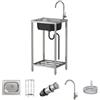 ZJDCQGS Lavello in Acciaio Inox Autoportante, Lavandino da Esterno con Rubinetto Lavandino Commerciale Lavelli Autoportante Lavello di Utilità Lavabo Cucina Lavamani Industriale Per Garage 38X33cm