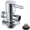 Weirun - Valvola da bagno in ottone a quarto di giro, con adattatore a T IPS a 3 vie, cartuccia a disco in ceramica, cromo lucido
